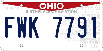 OH license plate FWK7791