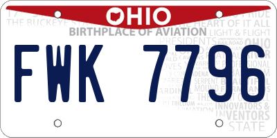 OH license plate FWK7796