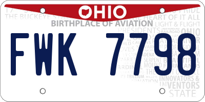 OH license plate FWK7798