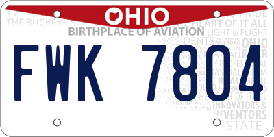 OH license plate FWK7804
