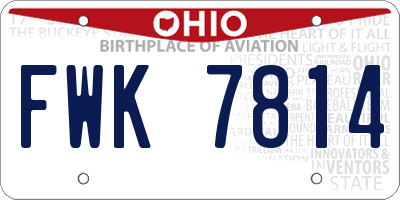 OH license plate FWK7814