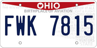 OH license plate FWK7815