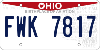 OH license plate FWK7817