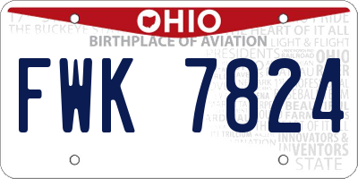 OH license plate FWK7824