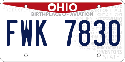 OH license plate FWK7830
