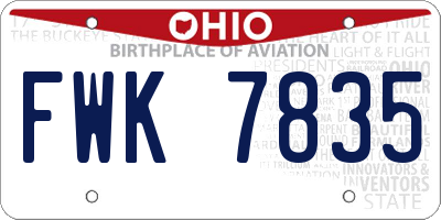 OH license plate FWK7835