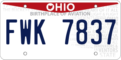 OH license plate FWK7837