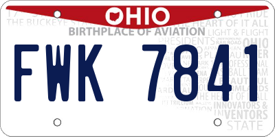 OH license plate FWK7841