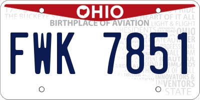OH license plate FWK7851