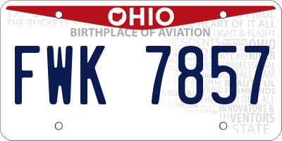 OH license plate FWK7857