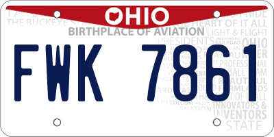 OH license plate FWK7861