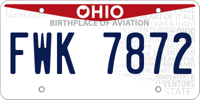 OH license plate FWK7872