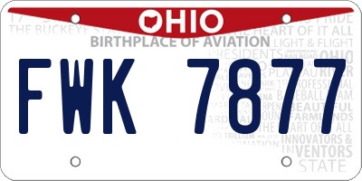 OH license plate FWK7877