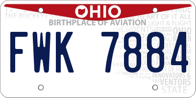 OH license plate FWK7884