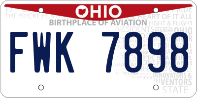 OH license plate FWK7898