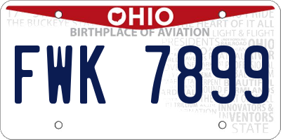 OH license plate FWK7899