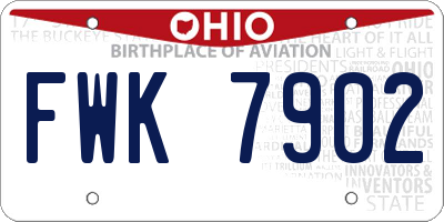 OH license plate FWK7902