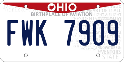 OH license plate FWK7909