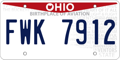 OH license plate FWK7912