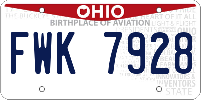 OH license plate FWK7928