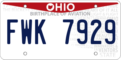 OH license plate FWK7929