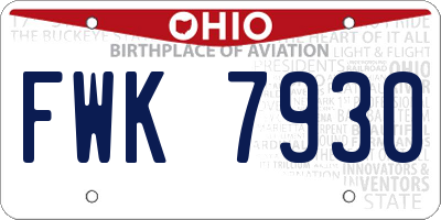 OH license plate FWK7930