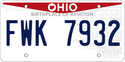 OH license plate FWK7932