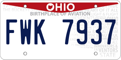 OH license plate FWK7937