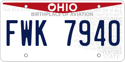 OH license plate FWK7940