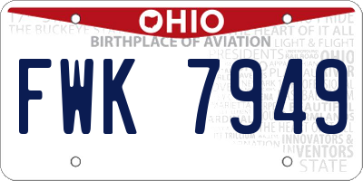OH license plate FWK7949