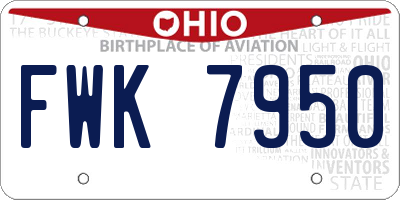 OH license plate FWK7950