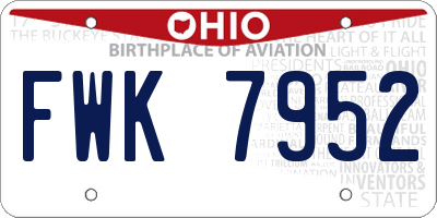 OH license plate FWK7952