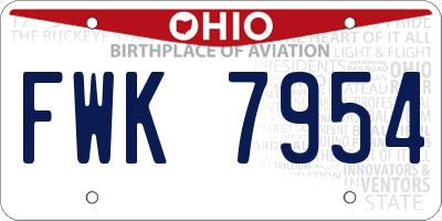 OH license plate FWK7954