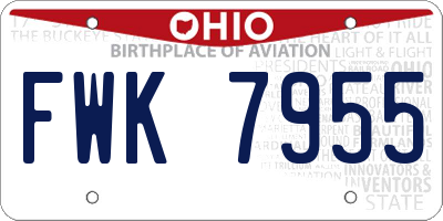 OH license plate FWK7955