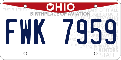 OH license plate FWK7959