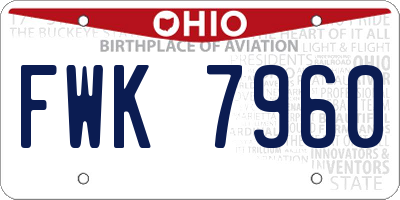 OH license plate FWK7960