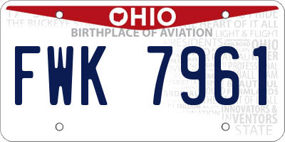 OH license plate FWK7961
