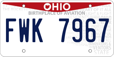 OH license plate FWK7967