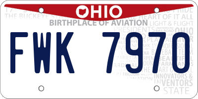 OH license plate FWK7970