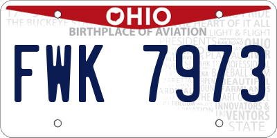 OH license plate FWK7973