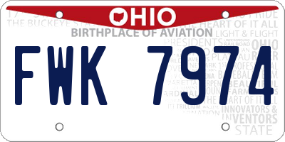 OH license plate FWK7974