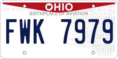 OH license plate FWK7979