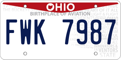 OH license plate FWK7987