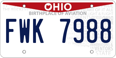 OH license plate FWK7988