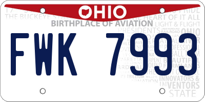 OH license plate FWK7993