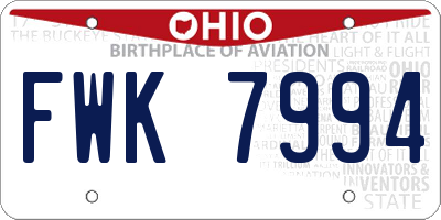 OH license plate FWK7994
