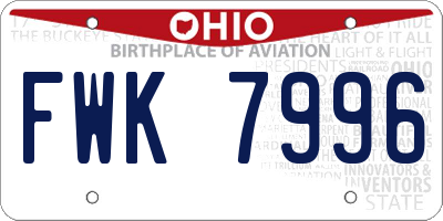 OH license plate FWK7996