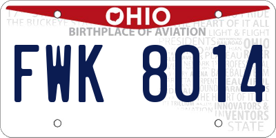 OH license plate FWK8014