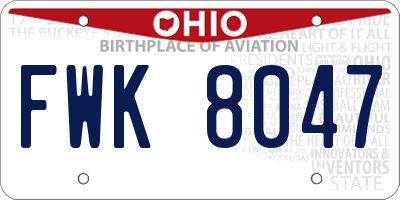 OH license plate FWK8047