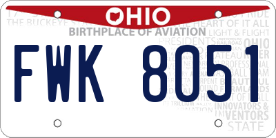 OH license plate FWK8051